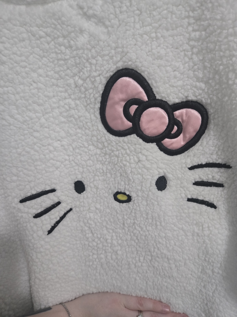 Hello Kitty White Plush Robe with Pink Bow Detail